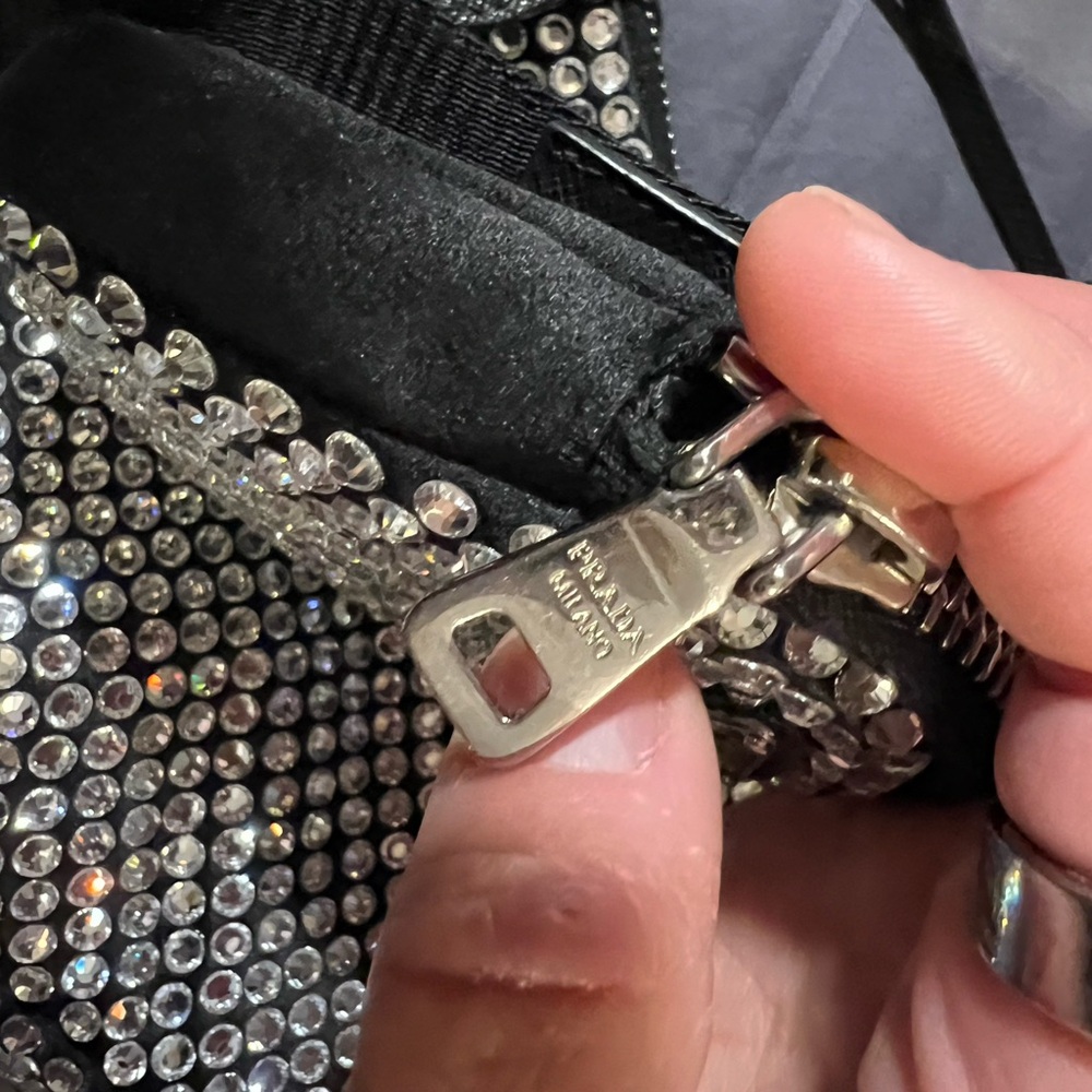 Prada Silver Rhinestone Shoulder Bag and Pouch - Picture 3 of 9